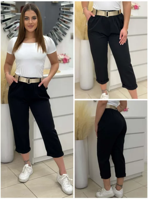 Lenvászon hatású nadrág övvel