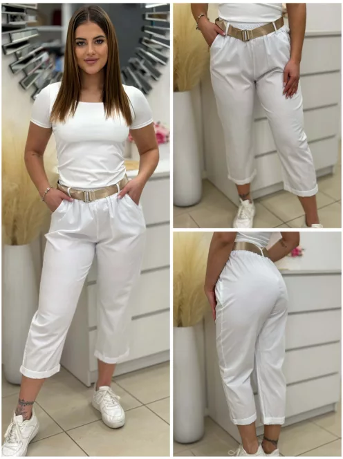 Lenvászon hatású nadrág övvel