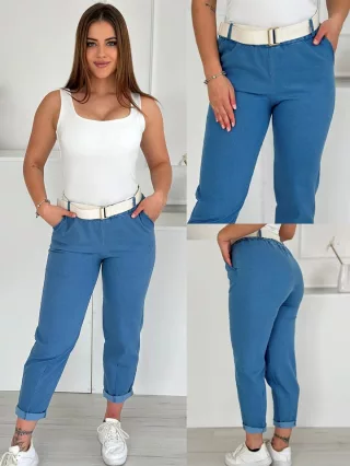 Rugalmas, farmer hatású nadrág övvel