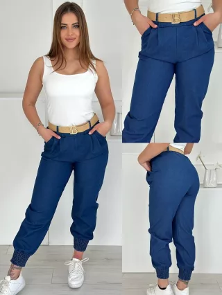 Rugalmas, farmer hatású nadrág övvel